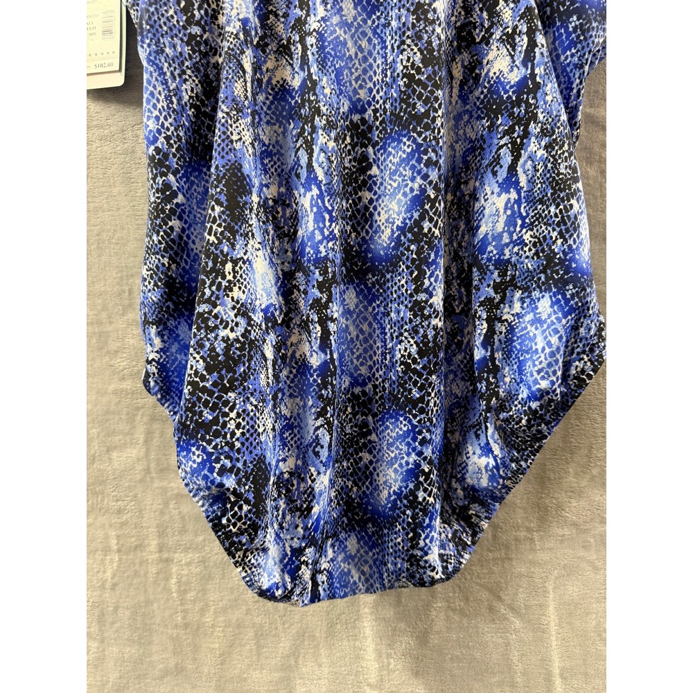 Swim Solutions Shirred One Piece Swimsuit Navy Multi Snakeskin Print Sz 8 $102 - Picture 12 of 14